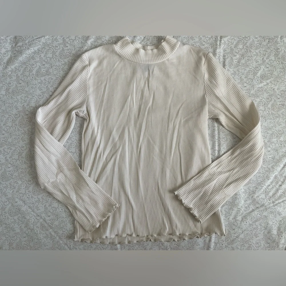 Old Navy Long Sleeve Tees Lot Of 3 Girls Sz L (10-12) Curled Hem Ribbed Striped